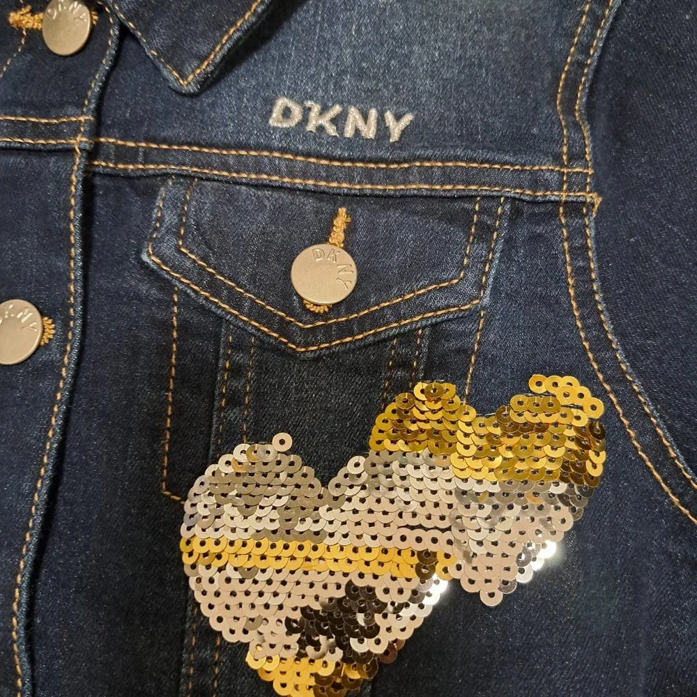 DKNY Denim Sequin Pre-Teen Jacket - Size Medium